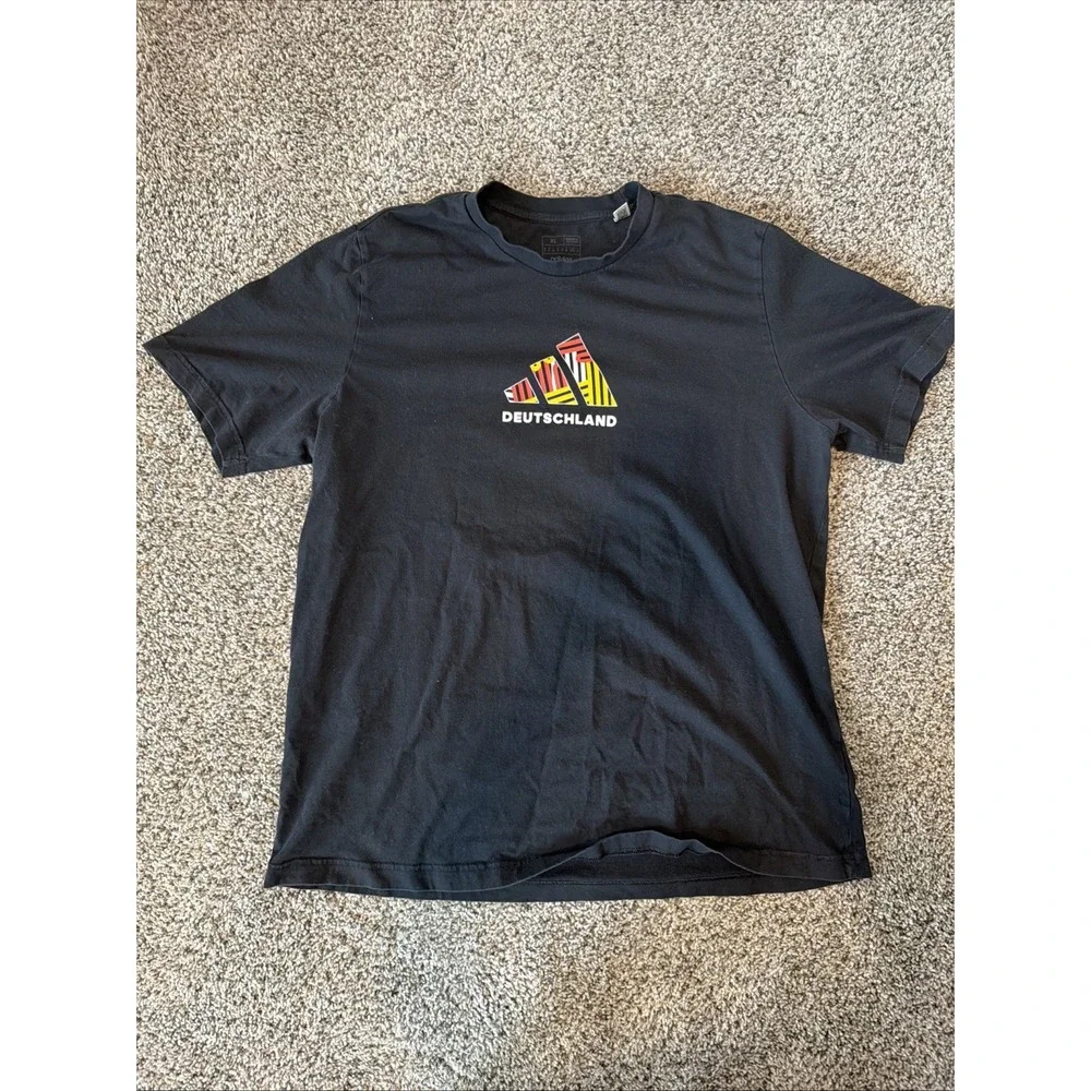 XL ADIDAS Black Men's DEUTSCHER BUND Germany Soccer 2 Sided Graphic Shirt